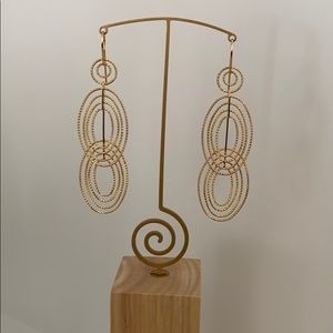 Triple oval gold plated earrings